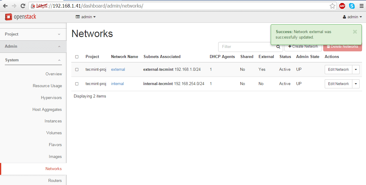 External Network Settings Updated