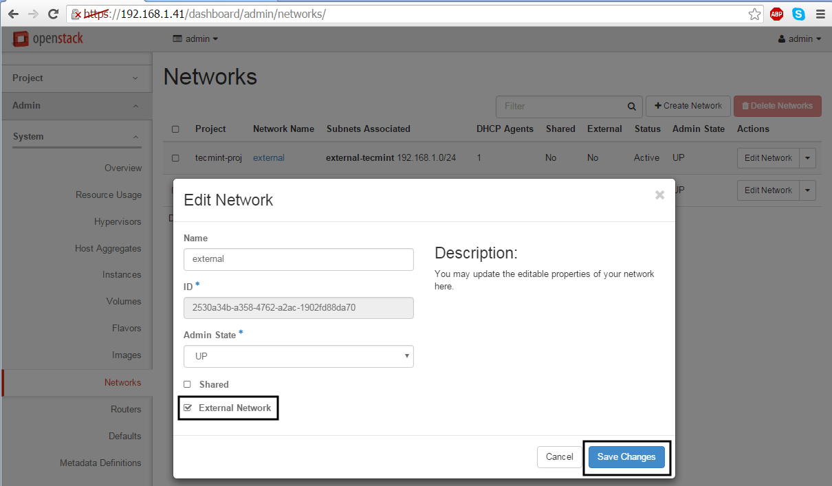 Make Network as External Network