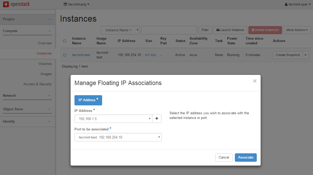 Manage Floating IP Associations