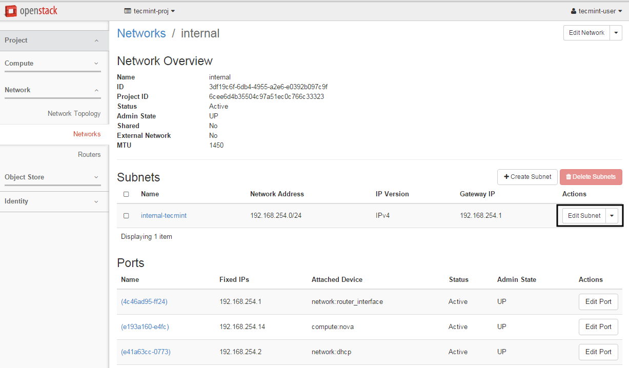 Modify Instance Network Subnet