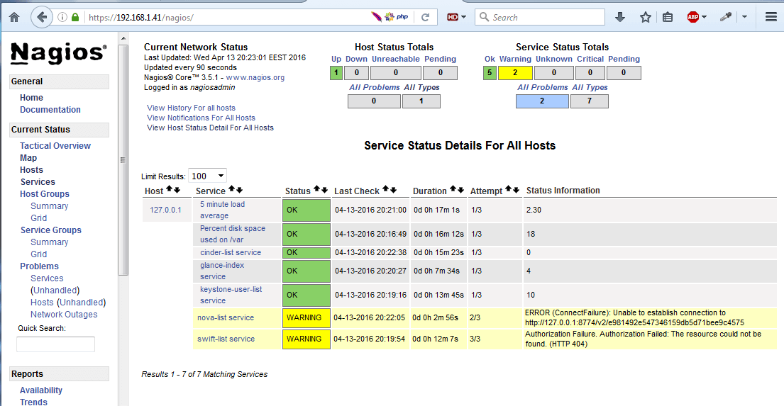 Nagios Linux Monitoring Interface