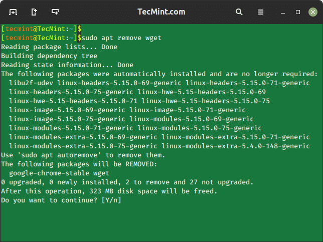 Remove a Package in Ubuntu