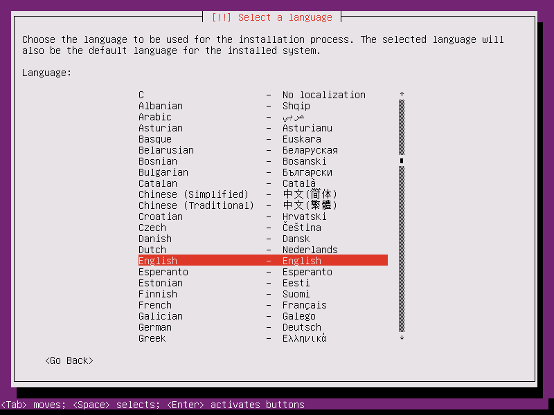 Select Language for Ubuntu 16.04 Server