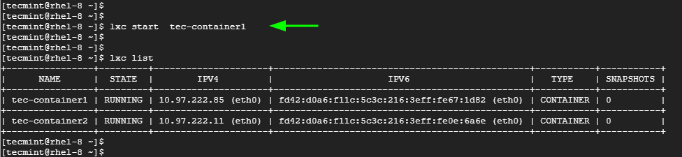 Start LXC Container