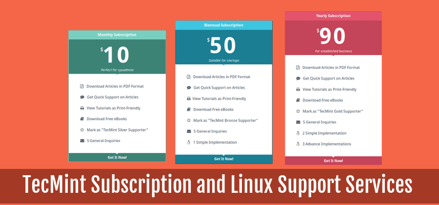 TecMint Subscription and Linux Support Services