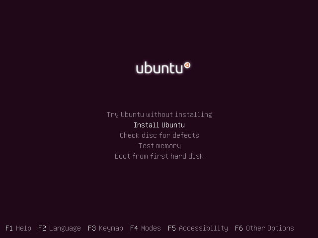 Pantalla de arranque de Ubuntu
