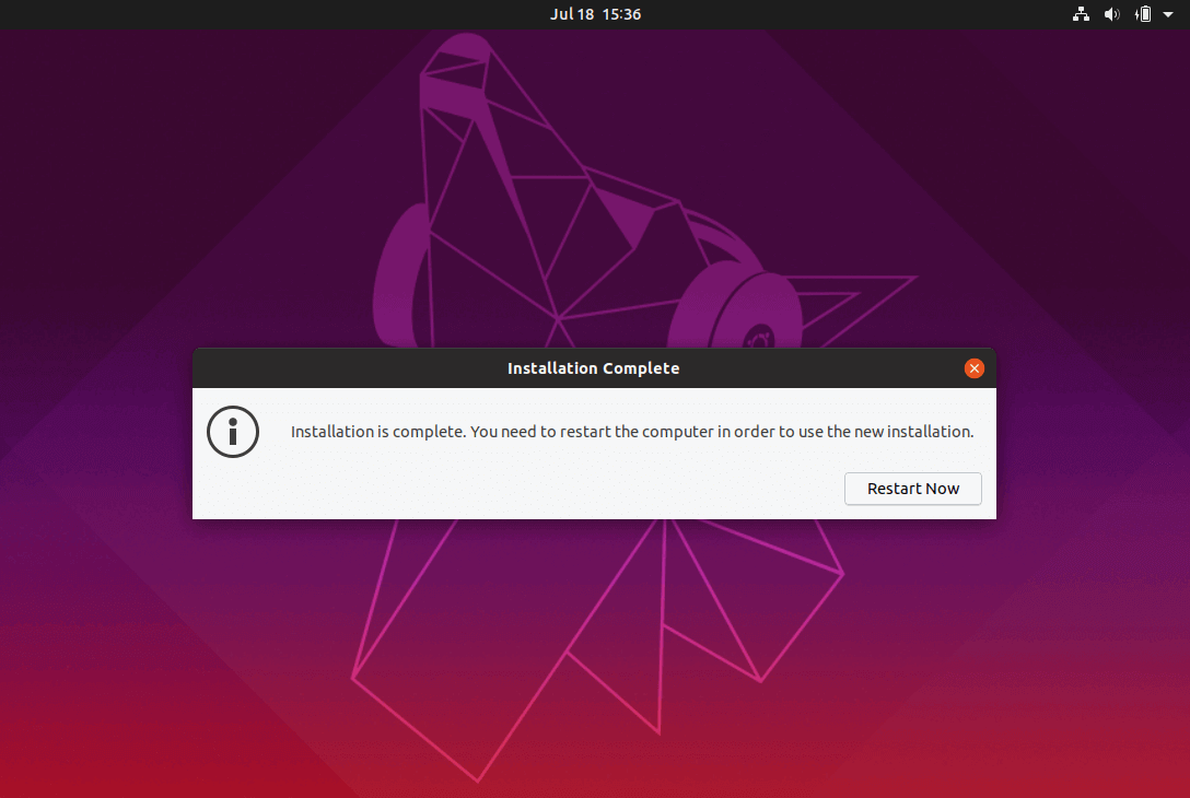 Ubuntu-Installation abgeschlossen