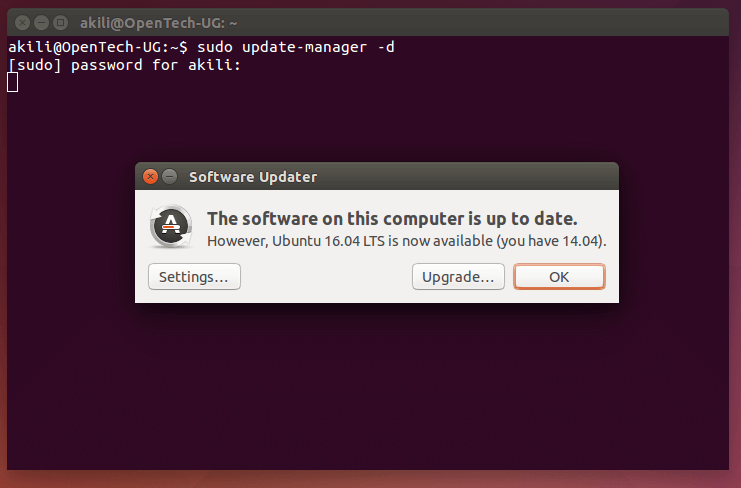 U pgrade Ubuntu 14.04 a Ubuntu 16.04 Desktop 