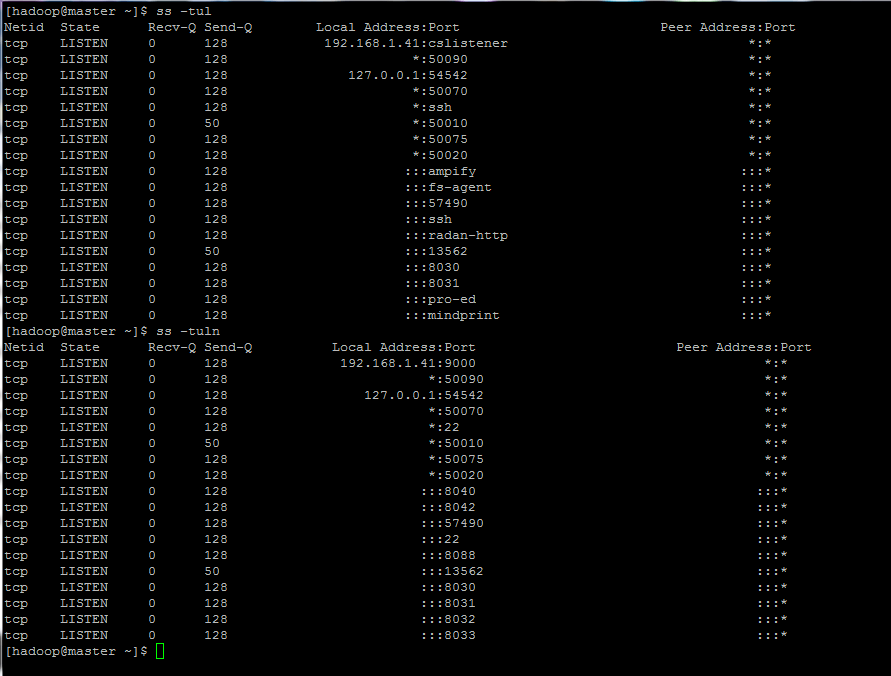 Check Apache Hadoop Sockets