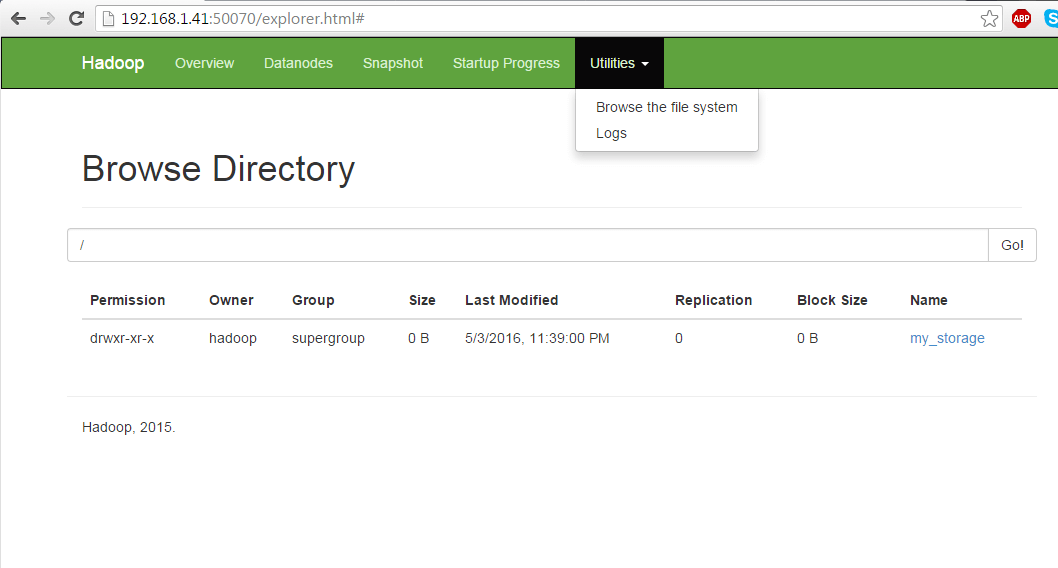 Hadoop Filesystem Directory Browsing
