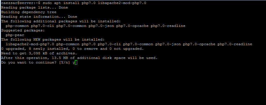 Install PHP 7 in Ubuntu 16.04