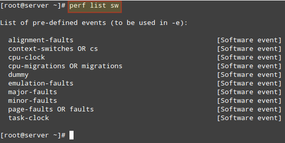 List Software Pre-defined Events in Linux