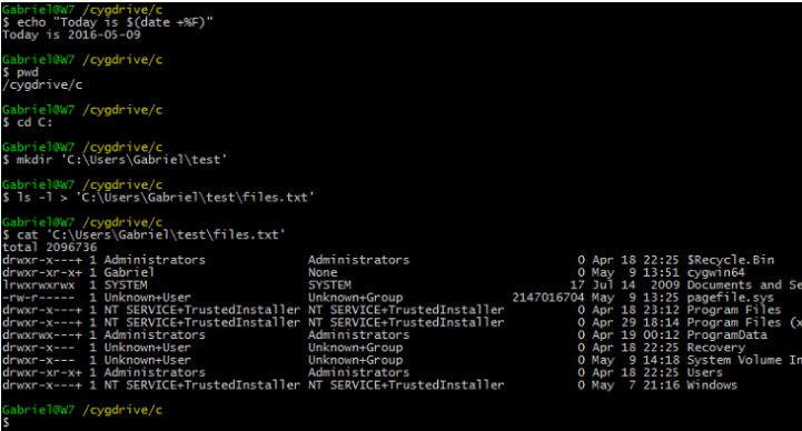Running Linux Commands on Cygwin