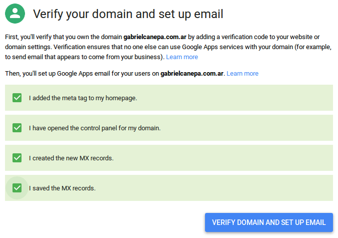 Verify Domain and Setup Email