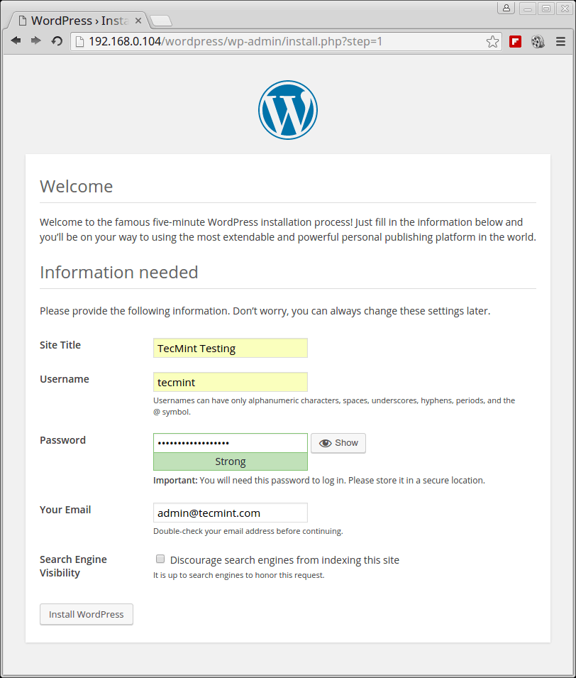 WordPress Site Settings