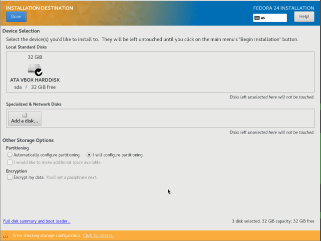 Configure Installation Disk