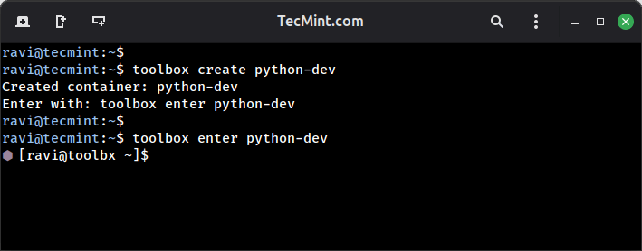 Create a Toolbox Container with a Custom Name