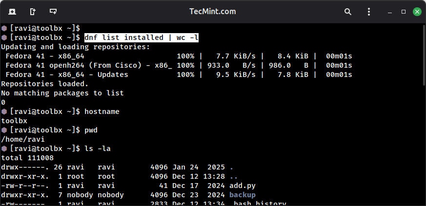 Execute Commands Inside a Running Toolbox Container