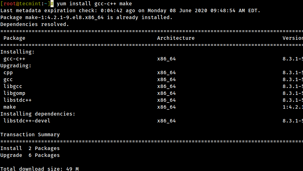 Install Development Tools in CentOS