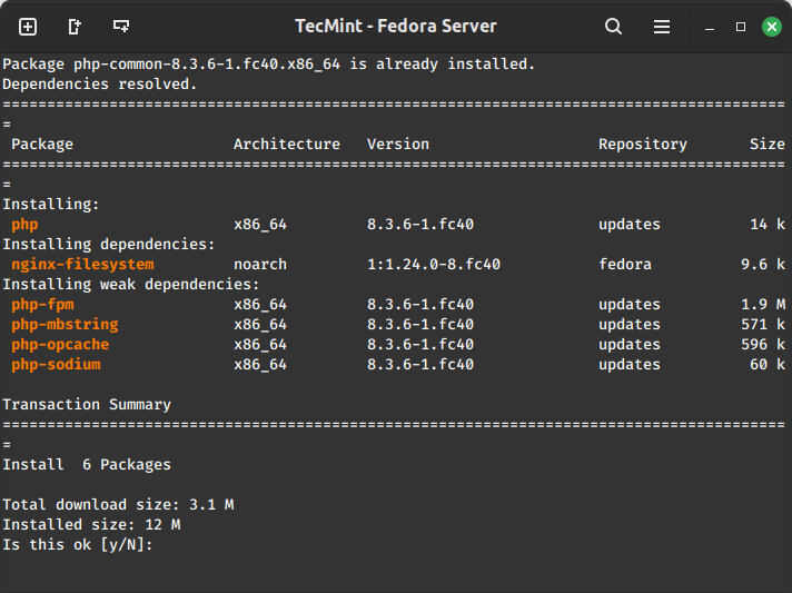 Install PHP in Fedora