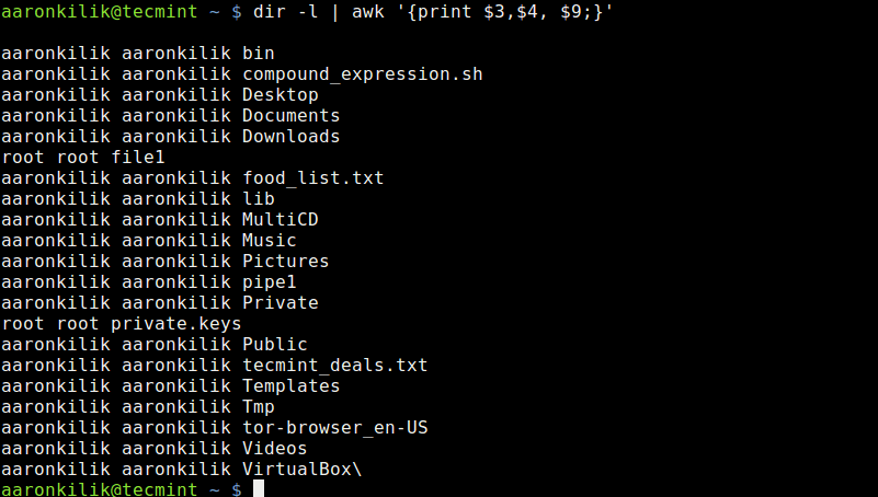 List Files Owned By User in Directory