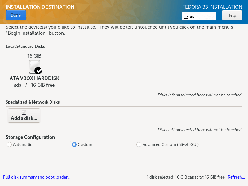 Set Installation Destination