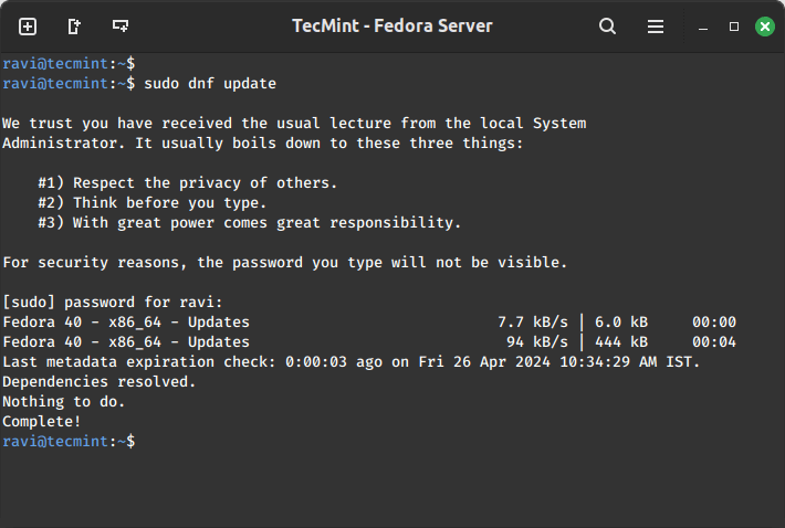 Update Fedora System