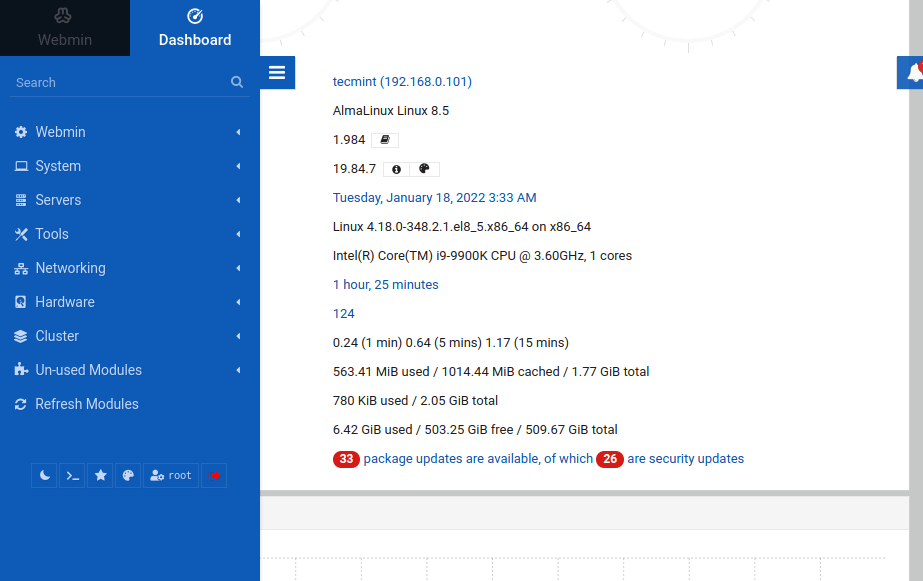 Webmin Linux System Information