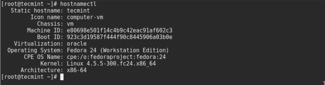 Check Hostname in Fedora 24