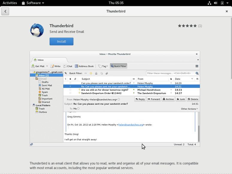 Install Thunderbird in Fedora 24