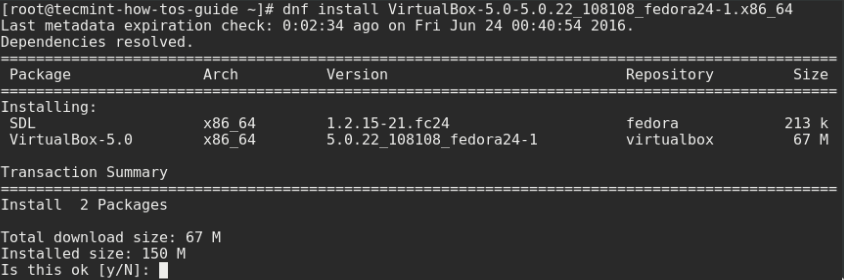 Install Virtualbox on Fedora 24