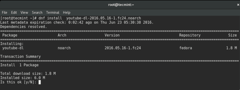 Install Youtube-DL in Fedora 24