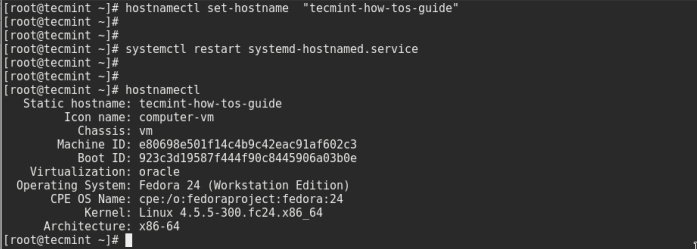 Set Fedora 24 Hostname