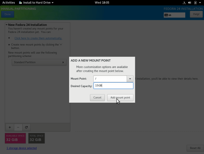 Create root Partition