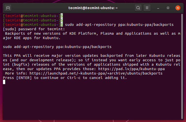 Add Kubuntu Backports PPA