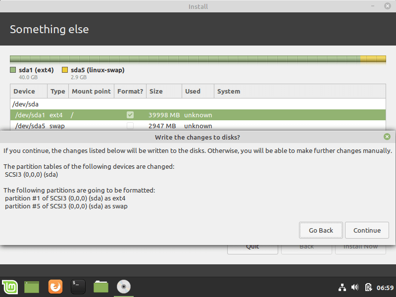Confirm Write Changes to Partitions
