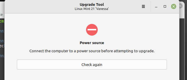 Connect Linux Mint to Power Source