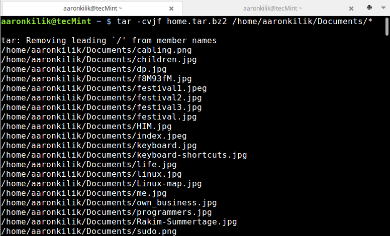 Create Tar Archive File