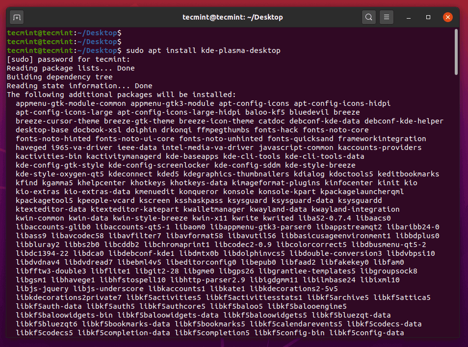 Install KDE Plasma Desktop in Ubuntu 20.04