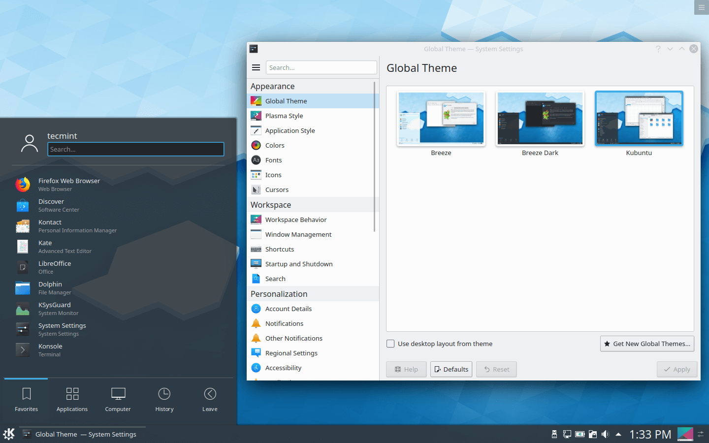  Configuración del sistema de plasma KDE 