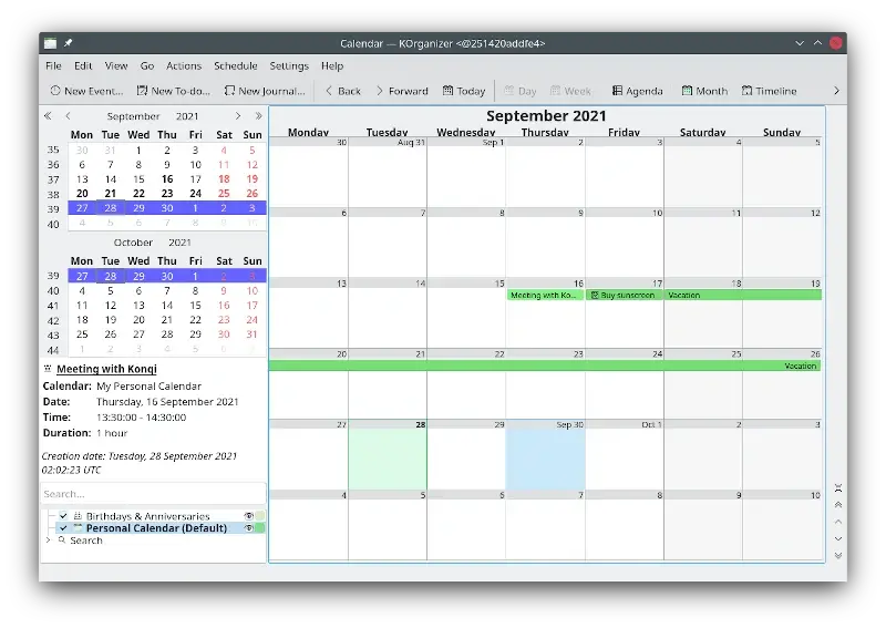 KOrganizer - Calendar App