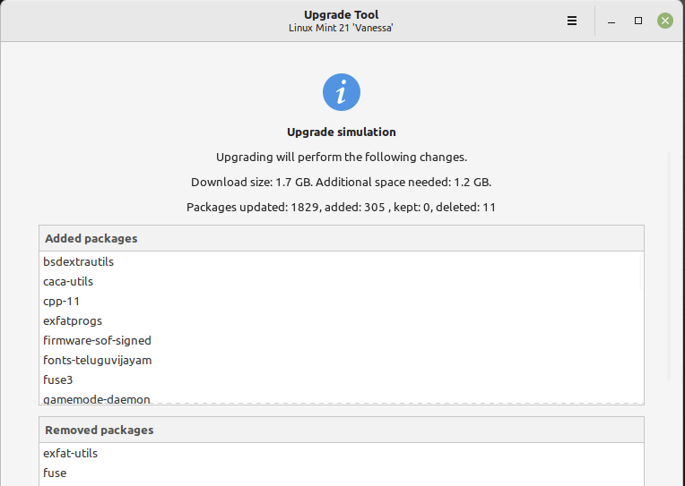 Linux Mint Upgrade Simulation