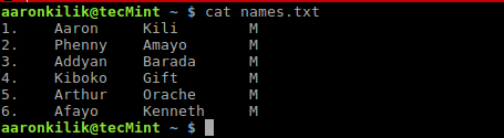  Listar el contenido del archivo usando cat Command 