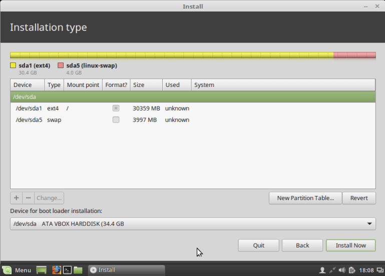 Partition Table Summary