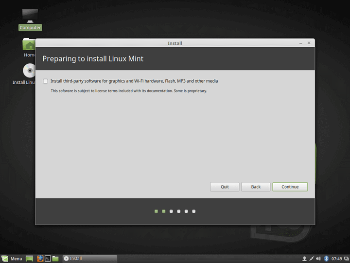 Vorbereiten der Installation von Linux Mint 19