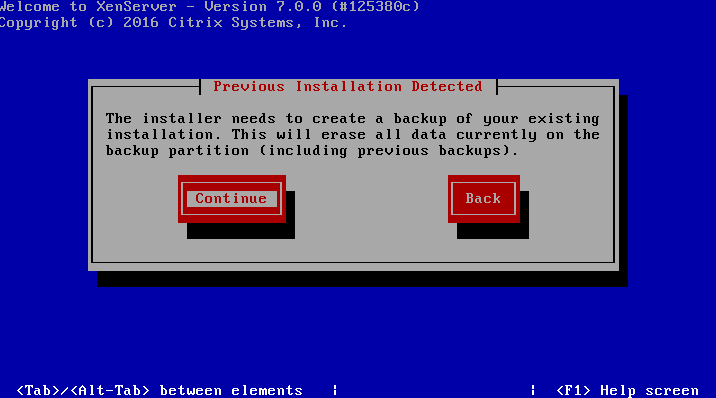 Previous XenServer Installation Detected