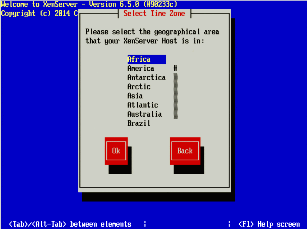 Select XenServer 7 Timezone