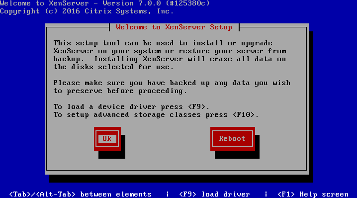 XenServer 7 Install or Upgrade Setup