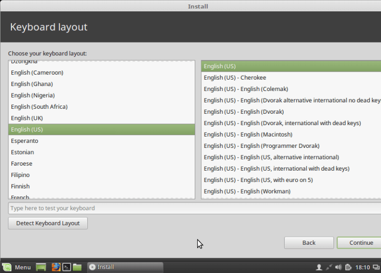 Select Default Keyboard Layout