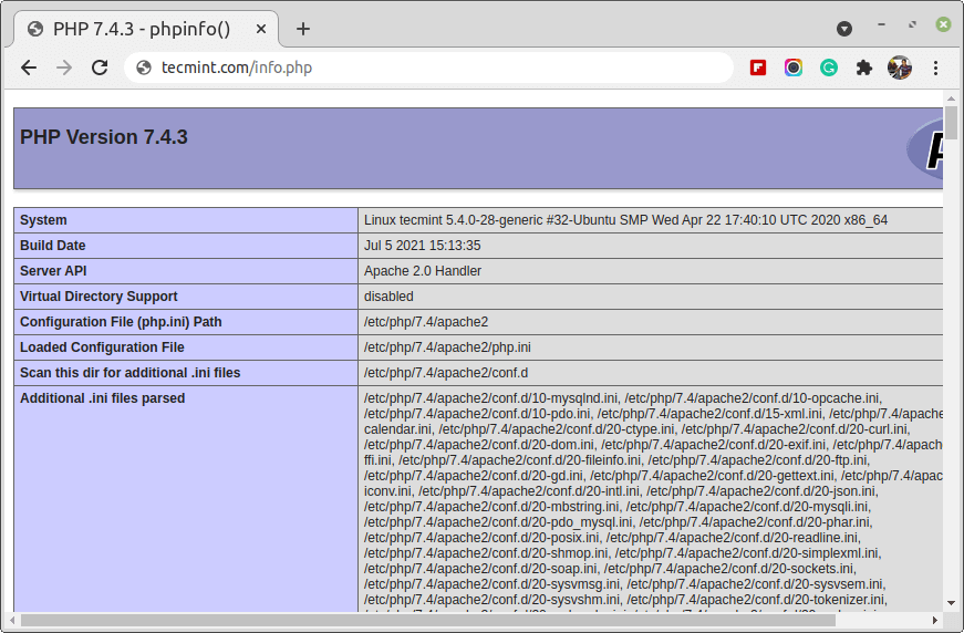 Check PHP Info in Ubuntu
